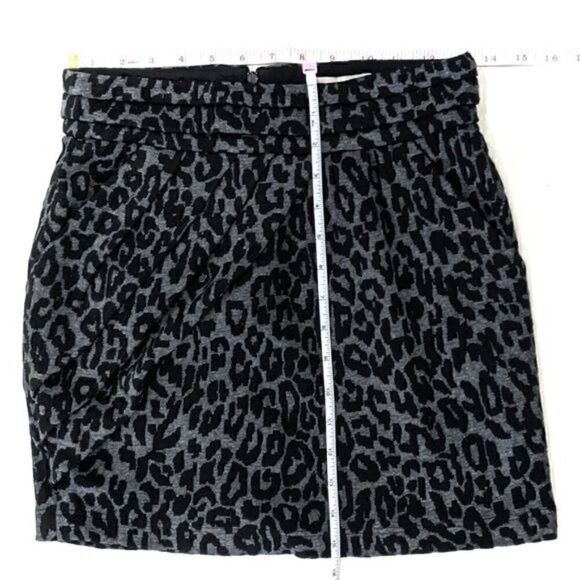Sea New York Mini Skirt Leopard Print Side Pleated Zip Close Ruched Acrylic 2 - Picture 8 of 8